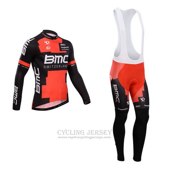 2014 Cycling Jersey BMC Black and Red Long Sleeve and Bib Tight